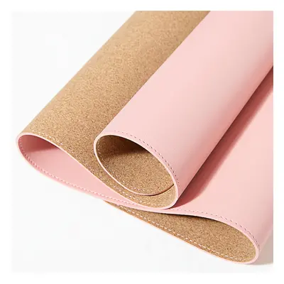 (Pink) 90*43cm Cork Double-sided Use Mouse Pad Rollable PU Leather Anti-scratch Desk Mat Gaming 