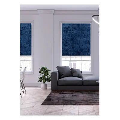 (Midnight Blue, cm Width x cm Drop) VELVET CRUSHED ROLLER BLIND