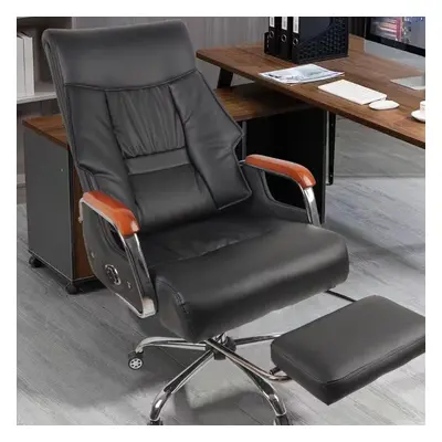 Executive Professional Office Chair with Foot Rest and Wooden Arm Rest