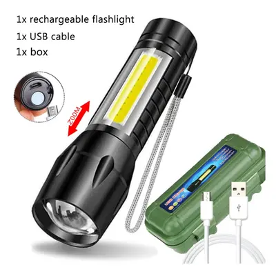 (C Packing) Portable Rechargeable Zoom LED Flashlight Torch Lantern Lighting Modes Camping Light