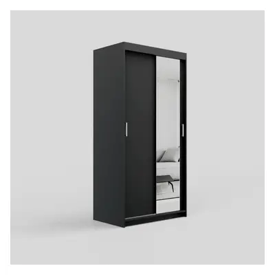 (120cm /+4 drawers, Black) ELUKS Modern Sliding Door Wardrobe OVI