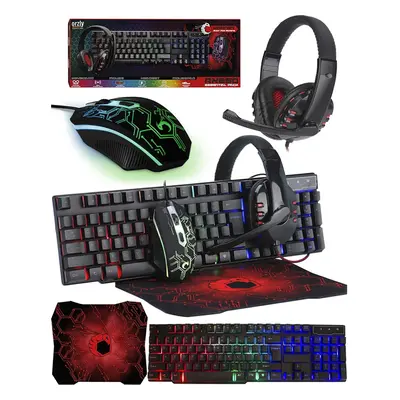 Gaming Keyboard and Mouse and Mouse pad and Gaming Headset, Wired LED