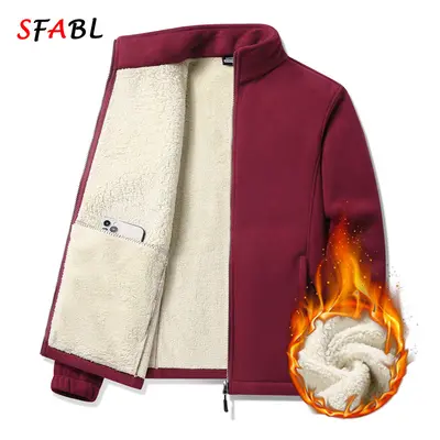 (7xL(110kg-120kg), Wine Red Thicken) Plus size 9XL Winter Men's Fleece Jacket Coat Thick Warm Ou