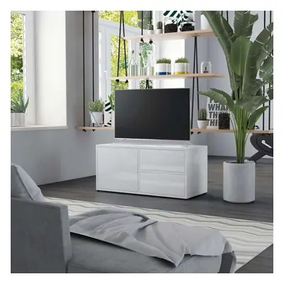 TV Cabinet High Gloss White 80x34x36 cm Chipboard