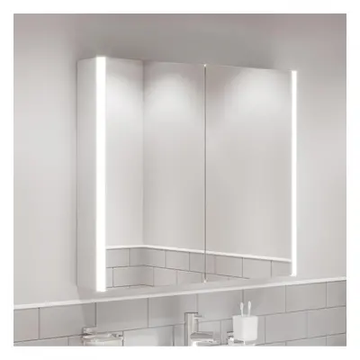 Modern Bathroom Mirror Cabinet LED Illuminated Wall Mounted IP44 x 700mm