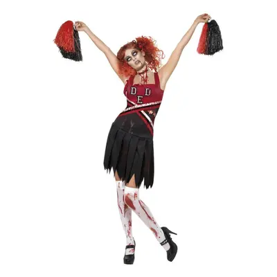 (18 UK - UK, Red/Black) Smiffys Womens/Ladies High School Horror Cheerleader Costume