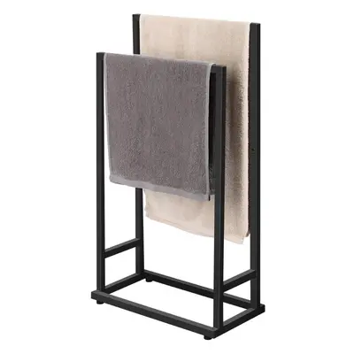 (Black) Black Towel Stand Free Standing Metal Towel Racks Freestanding