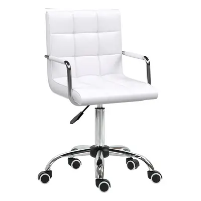 Vinsetto Mid Back Home Office Chair Swivel Computer Chair with Armrests, White