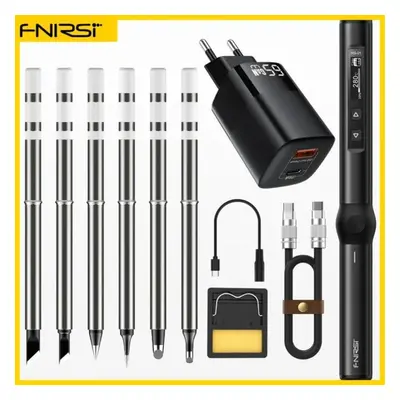 (black, black PD 65W kit six) Fnirsi Hs-01 Smart Electric Soldering Iron Pd 65w Adjustable Const