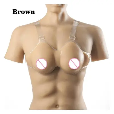 (brown, CUP-B-600gM) Realistic Silicone Breast Forms Prosth Crossdresser Fake Boobs Tits Shemale