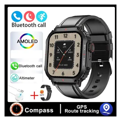 (black, Silicone + belt) New Sport Rugged Military Smart Watch Men Ftiness Watches Ip68 Waterpro