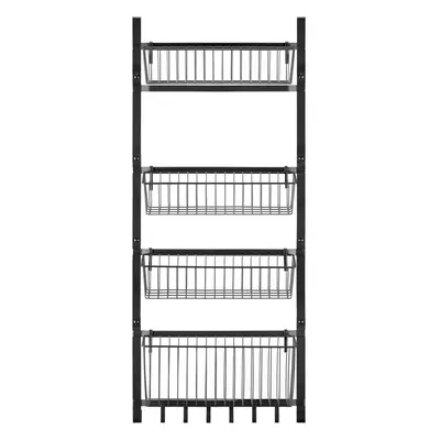 (Black - Over the Door) Over the Door Pantry Organiser Hanging Spice Rack for Pantry Door Basket