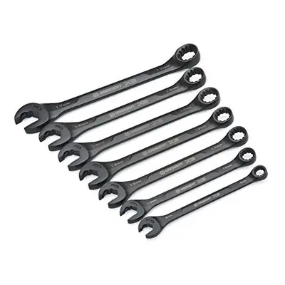 7 Piece X6 Black Oxide Spline Open End Ratcheting Combination SAE Wrench Set, CX6RWS7