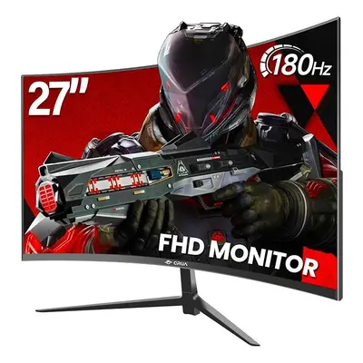 CRUA Gaming Monitor Inch 180Hz, Curved PC Monitor Full HD 1080P 1500R Frameless Computer Monitor