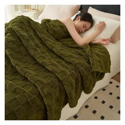 (army green, 200*230cm) Single Piece Coral Pile Blanket Comforter Nap Sofa Blanket Cover Blanket