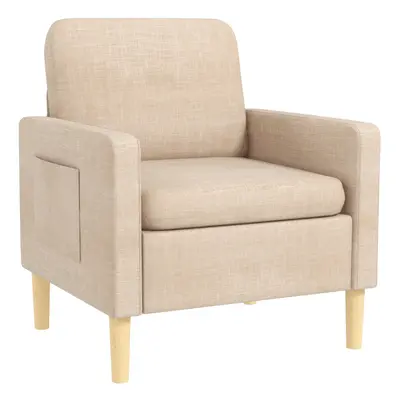 HOMCOM Modern Armchair Upholstered Accent Chair for Bedroom Home Office Beige