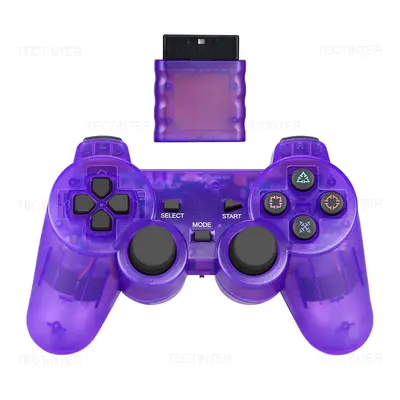 (Transparent Purple) For SONY PS2 Wireless Controller Gamepad for Play Station Joystick Console 