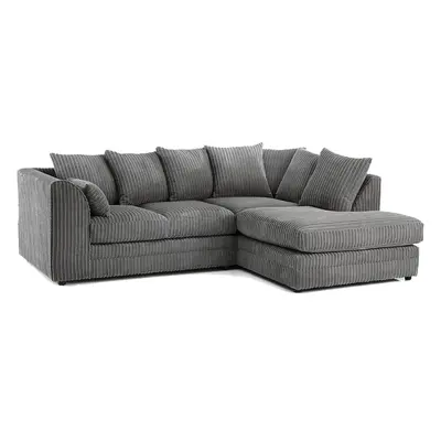 (Grey, Right Hand Corner ) Luxor Jumbo Cord Seater Corner Sofa