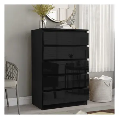 ((5 Drawers Chest Black)) Chest Of Drawers Bedroom Furniture Storage Bedside to Drawers