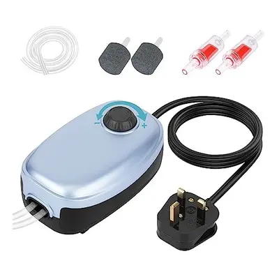 Aquarium Air Pump, Adjustable Silent Fish Tank Air Pump Up to 400L with Dual Outlets, 6L/Min 18P