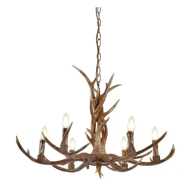 Searchlight Stag Lights Wooden Antler Chandelier Pendant Light Indoor Lighting