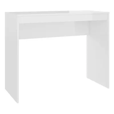 vidaXL Desk High Gloss White Engineered Wood Computer Workstation Study Desk