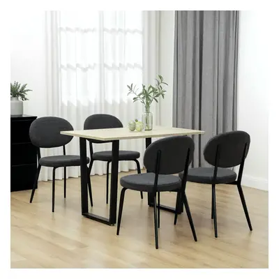 HOMCOM Set of Sherpa Dining Chairs Boucle Kitchen Chairs with Back Black