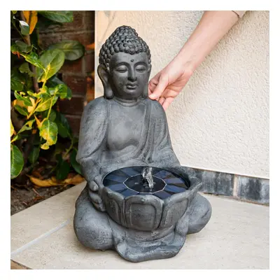 45cm Solar Power Novelty Zen Buddha LED Light Up Water Feature Fountain | Outdoor Garden Decorat