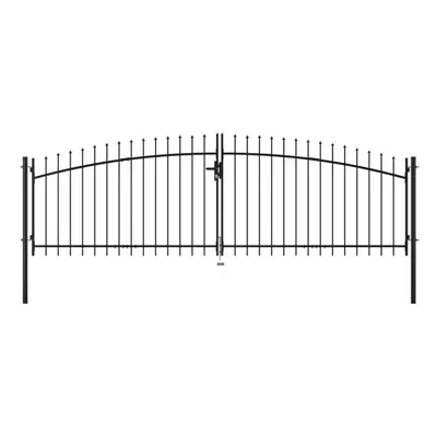 vidaXL Double Door Fence Gate with Spear Top Garden Backyard Patio Entryway