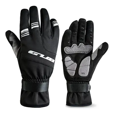 (Black, XL) Cycling Screen Touch Full Fingers Bike Gloves Waterproof Bicycle Gloves Motorcycle