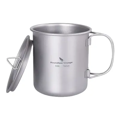 (Ti3045D 500ml) Titanium Mug Camping Pot Water Cup Lightweight Cookware Picnic Drinkware Tablewa