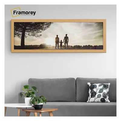 (30x10 Inch) Panoramic Size Oak Picture Frame Wall Art Frames Flat Wooden Effect Poster Frame