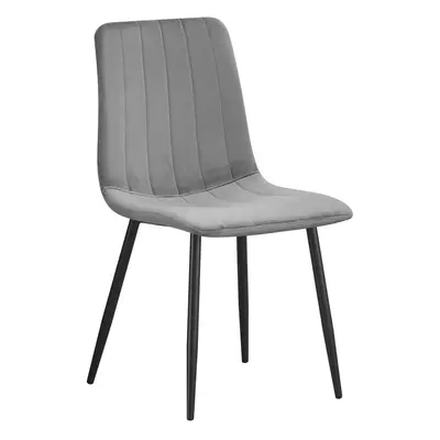 (Grey-strip) Classic Design Velvet Fabric Dining Chairs Metal Legs Padded Seat Chairs