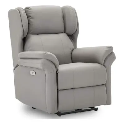 (Grey) OAKFORD ELECTRIC BONDED LEATHER AUTO RECLINER WING BACK LOUNGE CHAIR WITH USB