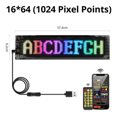 (16*64LEDs) Scrolling Advertising Led Sign Usb 5v Bluetooth App Control Logo Light Custom Text P