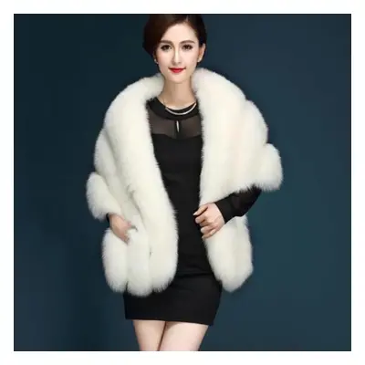 (white) Bridal Shawl Fur Stole Faux Fur Wrap Evening Dress Bolero Cape Wedding Shawl Winter Brid