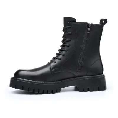 (black, 39) Fashion White Boots For Men New British Style Platform Motorcycle Boots Good Quality