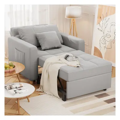 (Light Grey) YODOLLA Single Sofa Bed 3-in-1 Sleeper Chair Bed