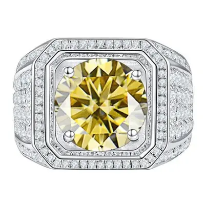 (yellow, 8) Bagueringen Man&apos;s S925 Sterling Silver Jewelry Luxury 1ct D Color Moissanite Di