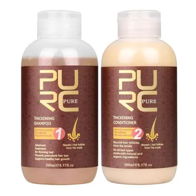 (brown) PURC Fast Hair Growth Shampoo & Conditioner Set Anti Hair Loss Thickener Hair Care Treat