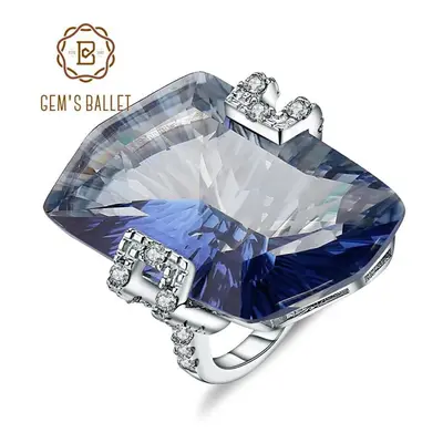 (5) Gb .20ct Natura Iolite Blue Mystic Quartz Gemstone Cocktail Rings Sterling Silver Fine Jewel