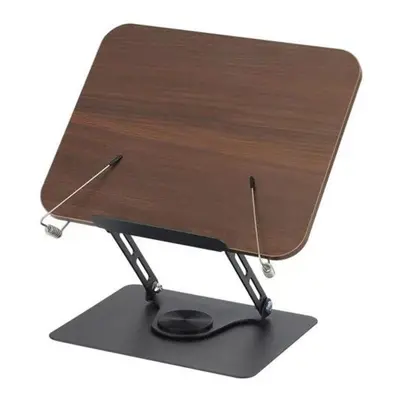 (dark brown, A) Yousheng Wooden Book Holder Liftable Reading Stand With Swivel Base Elastic Page