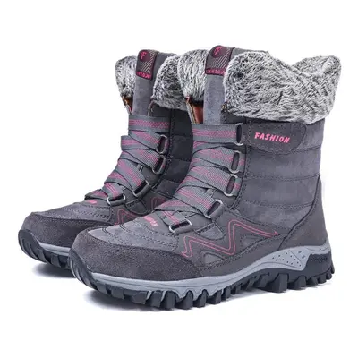 (grey, 37) Tuinanle Women Snow Boots Winter Soft Plush Mid-calf Boots Female Non-slip Warm Cotto