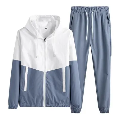 (blue, XXXL) Fashion Men&apos;s Tracksuit Casual Joggers Hooded Sportswear Autumn Mens Jackets+p