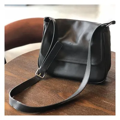 (black) Johnature Simple Genuine Leather Women Bag Leisure Versatile Natural Real Cowhide Solid 