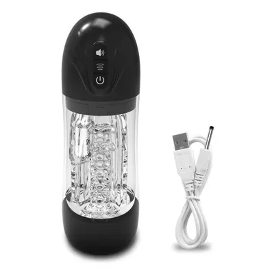 (black) Transparent Powerful Sucking Male Masturbator Automatic Vagina Masturbation Sex Toys For