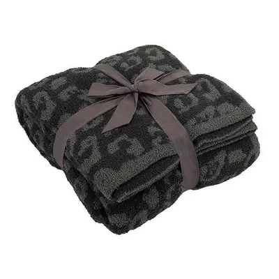 (130*180cm, Dark Grey) Throw Blanket, Leopard Print Ultra Soft Fleece Blanket