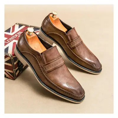 (brown, 39) New Men&apos;s Classic Oxfords Business Casual Leather Shoes Driving Loafers Wedding