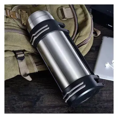 (grey, 2L) Stainless Steel Thermos Pot Outdoor Large-capacity Thermos Cup Men And Women Portable