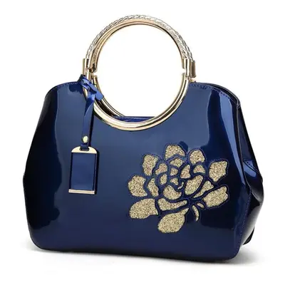 (dark blue) Patent Leather Portable Women&apos;s Bag Glossy Shell Women&apos;s Bag Shoulder Diag